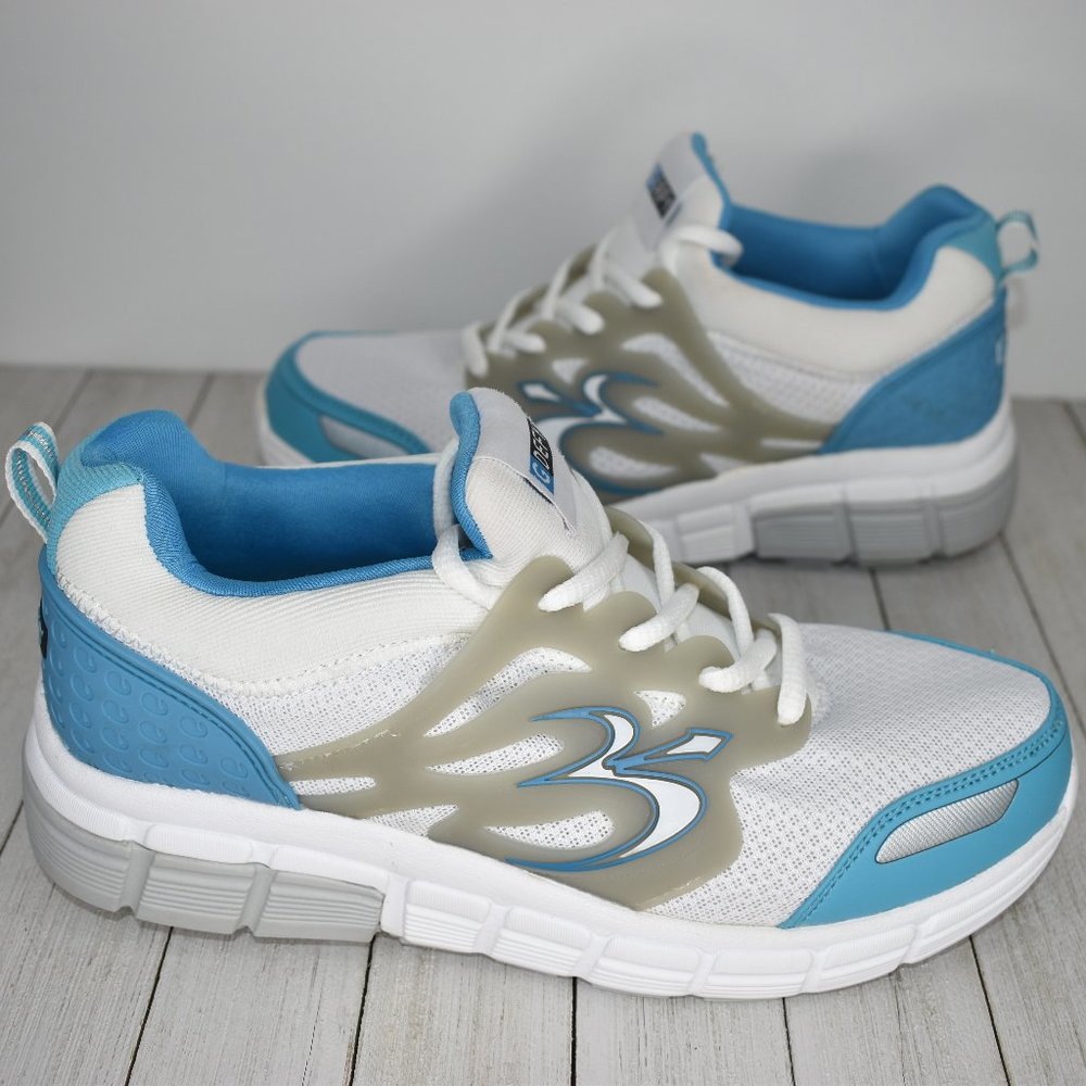 Nike White and Blue Low-Top Sneakers with Sporty Design